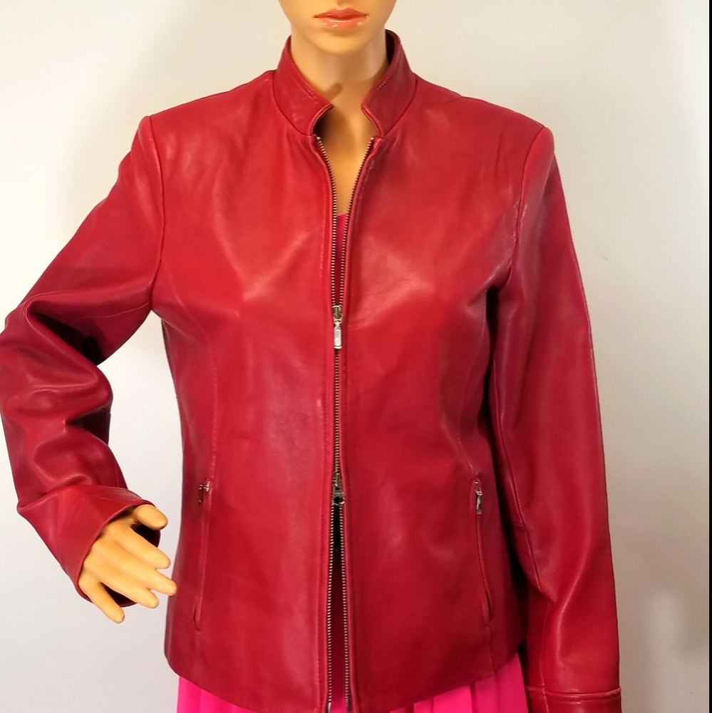 Casual Corner Jacket Leather Red Vintage S